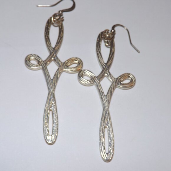 Big Star Cross Earrings Silver Tone Celtic Knot Statement Jewelry Whimsygoth - Picture 3 of 3